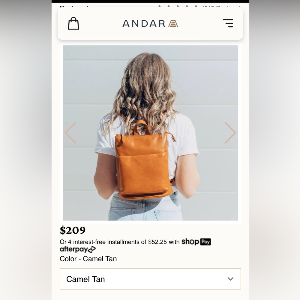 Andar Addison Tan Leather Backpack